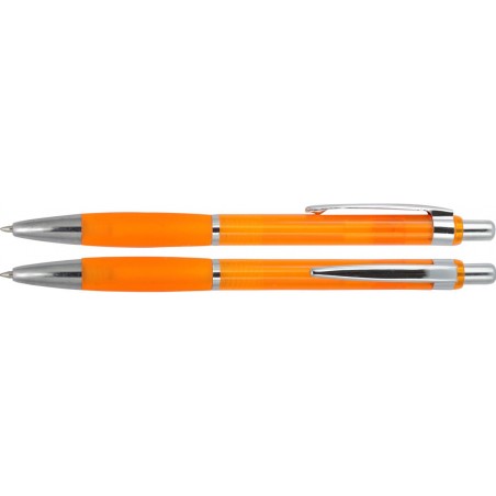 Długopis plastikowy z gumowym uchwytem i metlaowym kilpem Fumaria