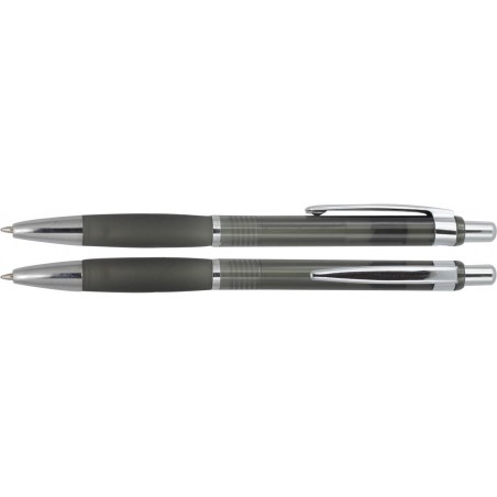 Długopis plastikowy z gumowym uchwytem i metlaowym kilpem Fumaria