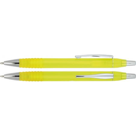 Plastikowy długopis z gumowym uchwytem i metalowym klipem Girmon