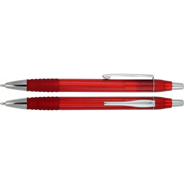 Plastikowy długopis z gumowym uchwytem i metalowym klipem Girmon