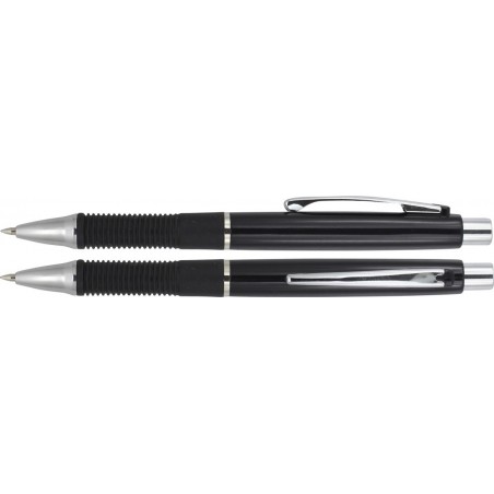 Długopis plastikowy z gumowym uchwytem i metalowym klipem Marengo