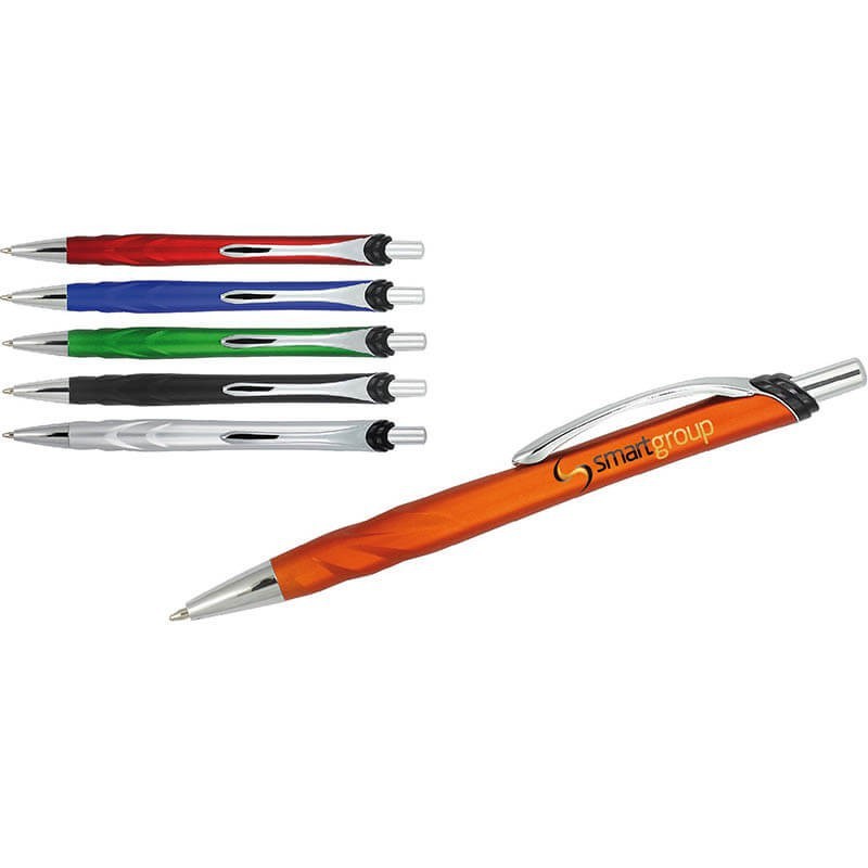 Nowoczesny długopis plastikowy z metalowym klipem, w metalicznych kolorach Anchor